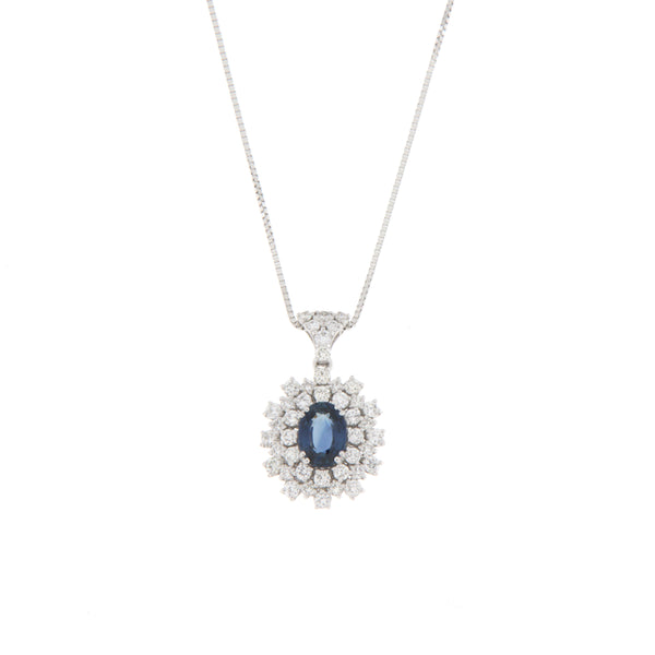 Girocollo Cambria Colore Oro Bianco Zaffiro Ct 1,12 Diamanti Ct 0,79