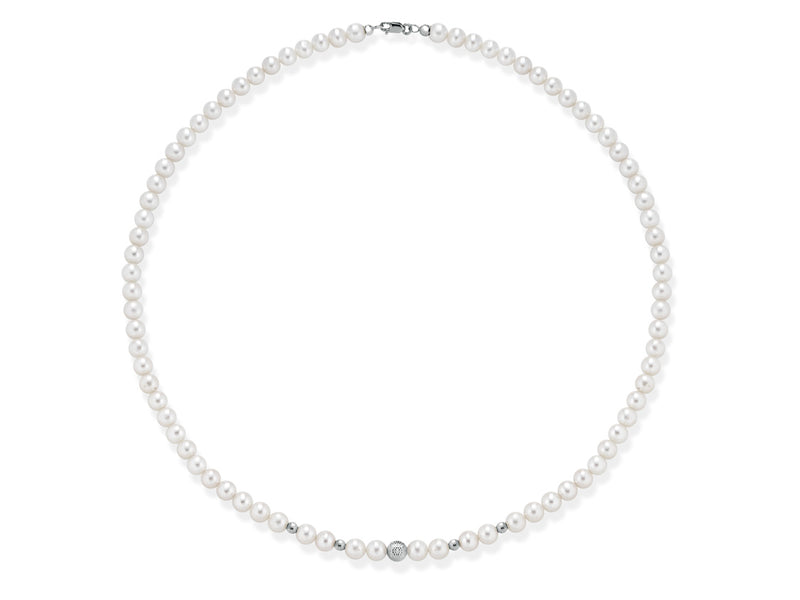 Kioto Collana Perle Sfaccettata Oro Bianco Mm 5/5,5 Sfera Oro Bianco Mm 5 Sfera Oro Bianco Mm 3 (4641926185041)