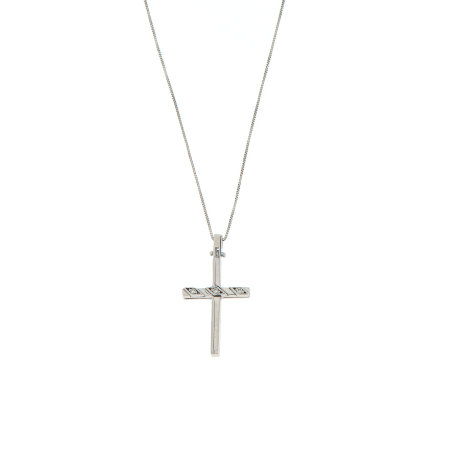 Girocollo Cambria Croci Oro Bianco Diamanti Ct 0,03