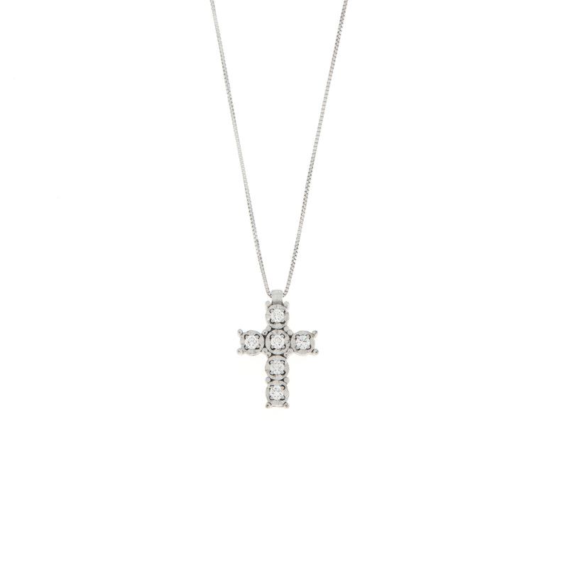 Girocollo Cambria Croci Oro Bianco Diamanti Ct 0,19
