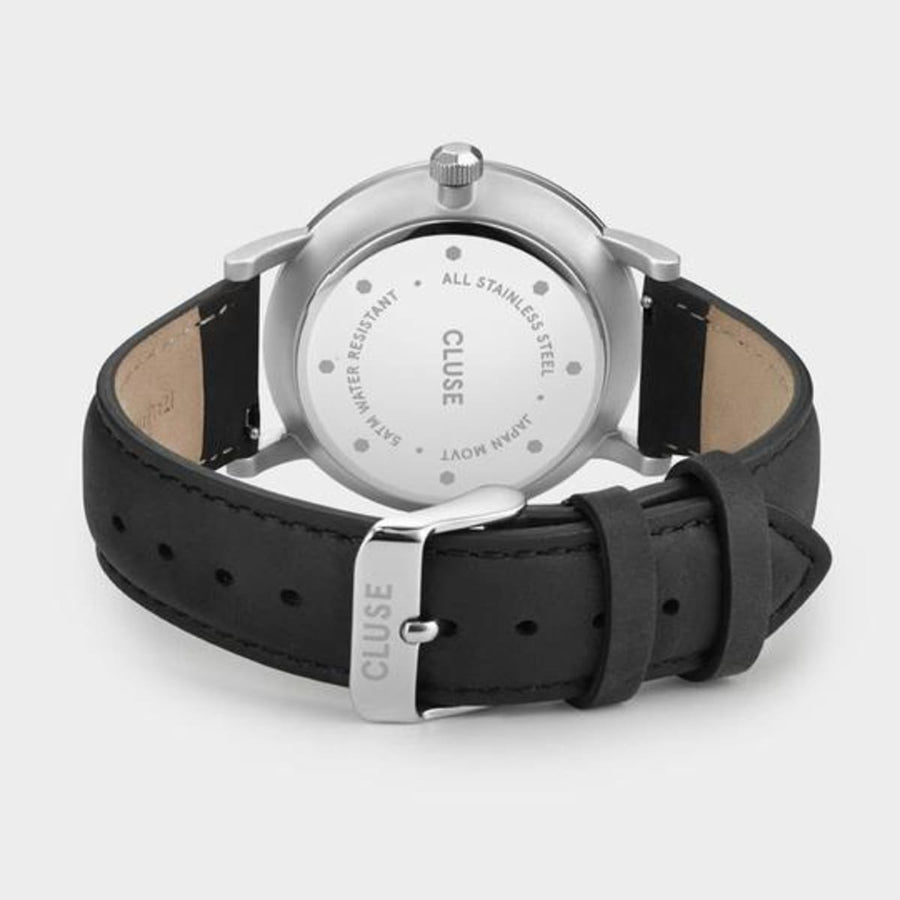 Cluse Orologio Quarzo Solo Tempo Aravis Nero Argento Cinturnino Pelle Nero (4641411530833)
