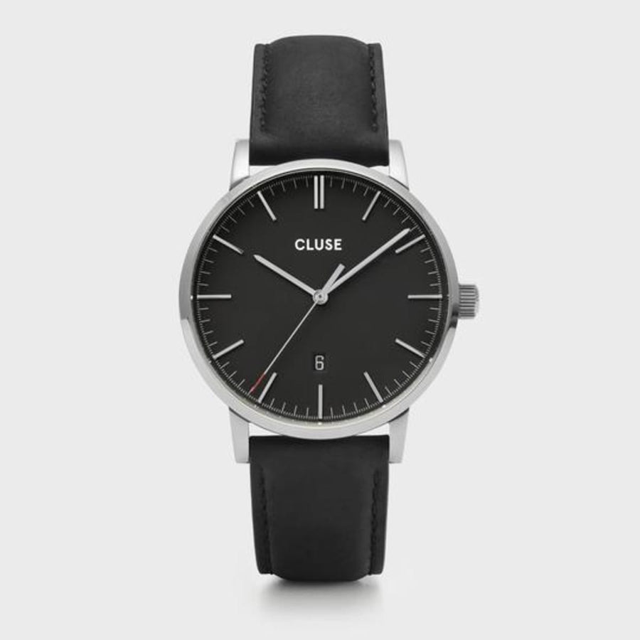 Cluse Orologio Quarzo Solo Tempo Aravis Nero Argento Cinturnino Pelle Nero (4641411530833)