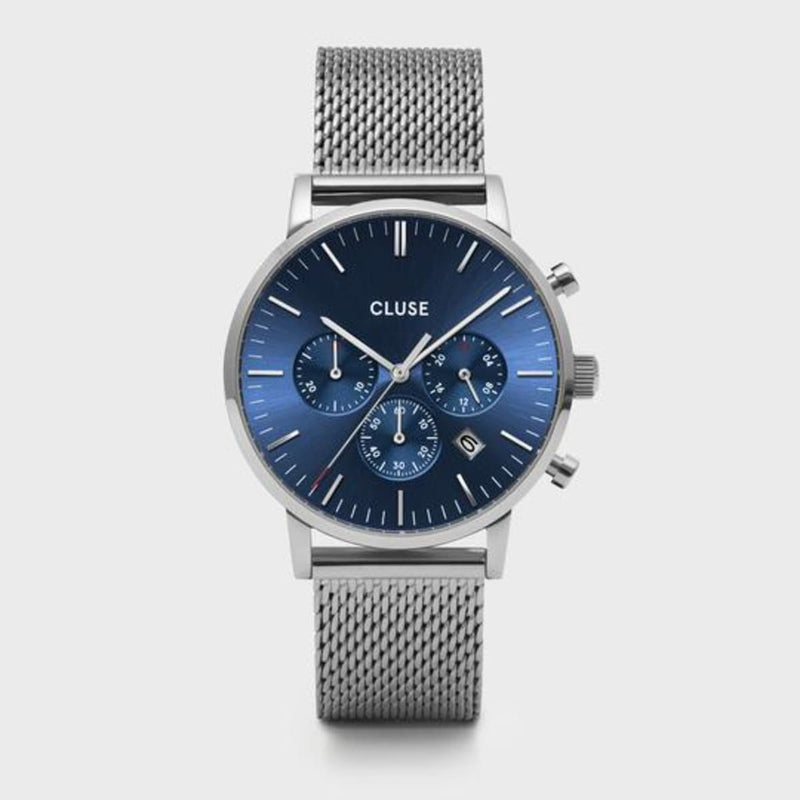 Cluse Orologio Aravis Chrono Mesh Blue Silver