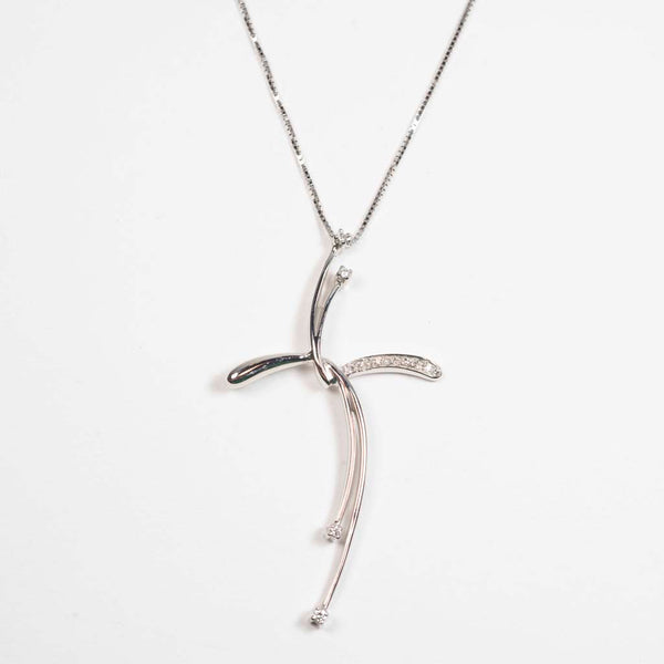 Yukiko Collana Croce Oro Bianco Ct 0,13 (4663577772113)