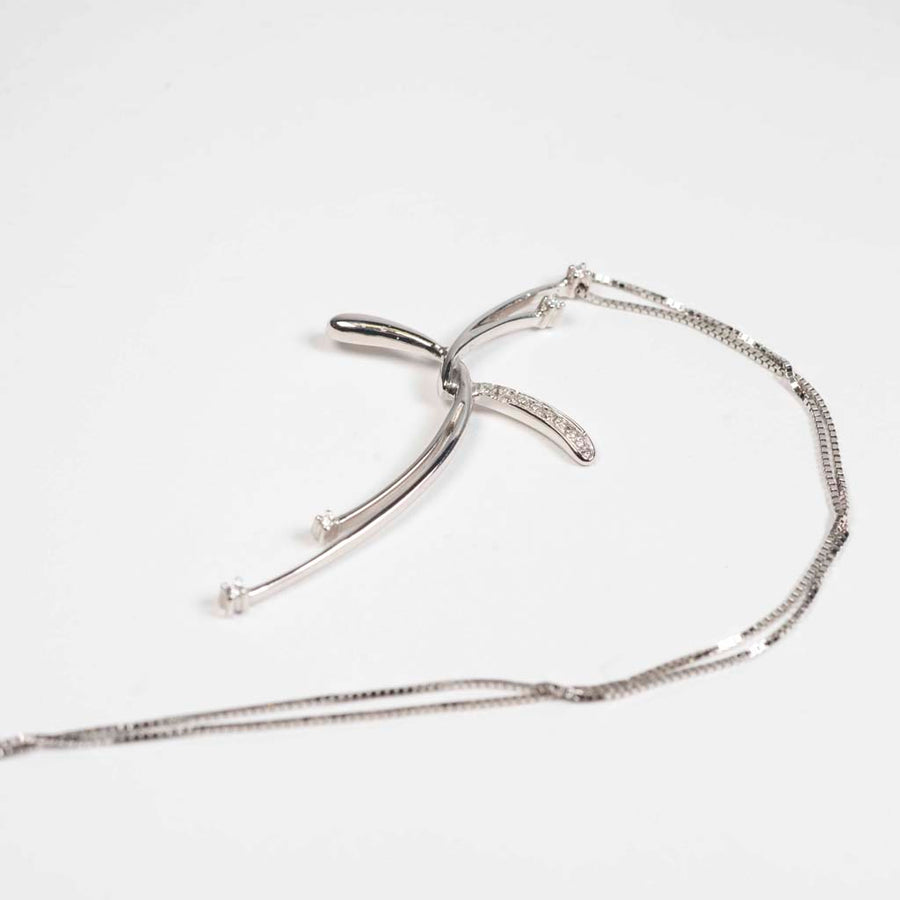 Yukiko Collana Croce Oro Bianco Ct 0,13 (4663577772113)