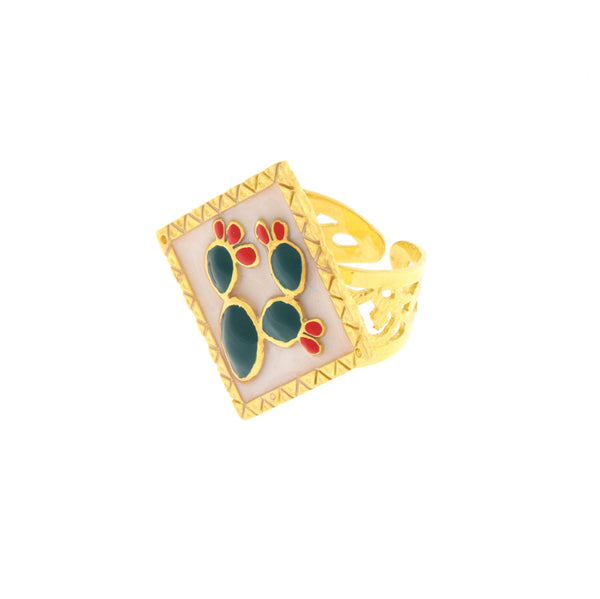 Caretta Caretta Anello Maiolica Pala Fico D'india
