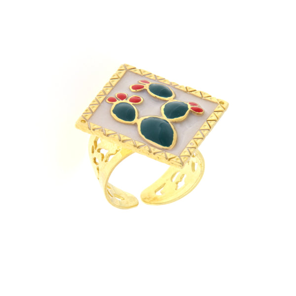 Caretta Caretta Anello Maiolica Pala Fico D'india