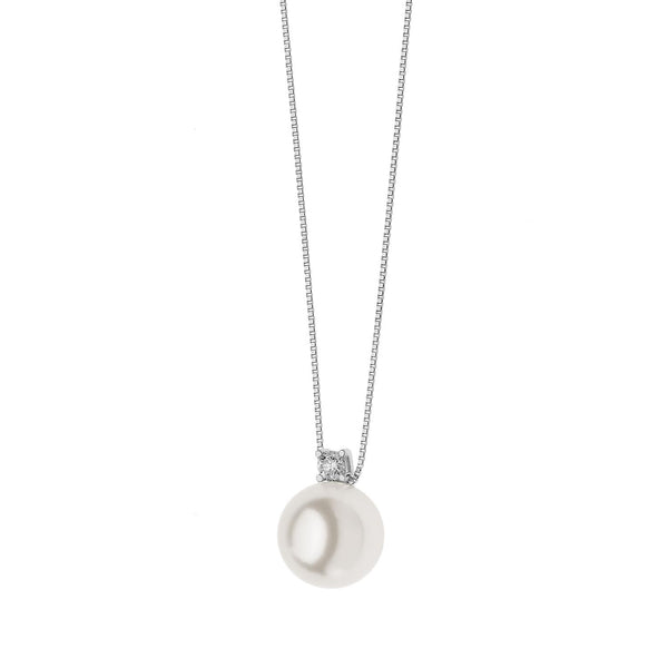Comete Gioielli Girocollo Perla MM 8,5/9 Diamante Ct. 0,05
