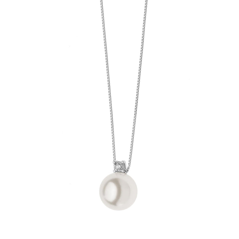 Comete Gioielli Girocollo Perla MM 8,5/9 Diamante Ct. 0,05