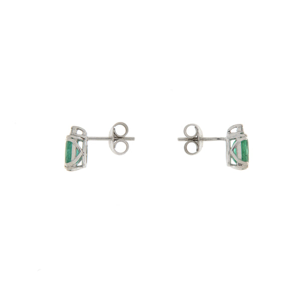 Orecchini Cambria Colore Oro Bianco Smeraldo Ct 1,58 Diamanti Ct 0,04