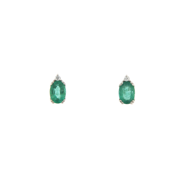 Orecchini Cambria Colore Oro Bianco Smeraldo Ct 1,58 Diamanti Ct 0,04