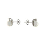Orecchini Cambria Perle Oro Bianco Diamanti Ct 0,31 Perle mm 8/8,5