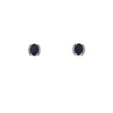 Orecchini Colore Oro Bianco Iolite Ct 0,71 Diamanti Ct 0,10