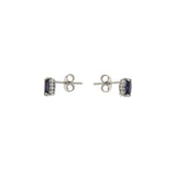Orecchini Colore Oro Bianco Iolite Ct 0,71 Diamanti Ct 0,10