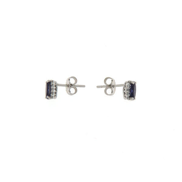Orecchini Colore Oro Bianco Iolite Ct 0,71 Diamanti Ct 0,10