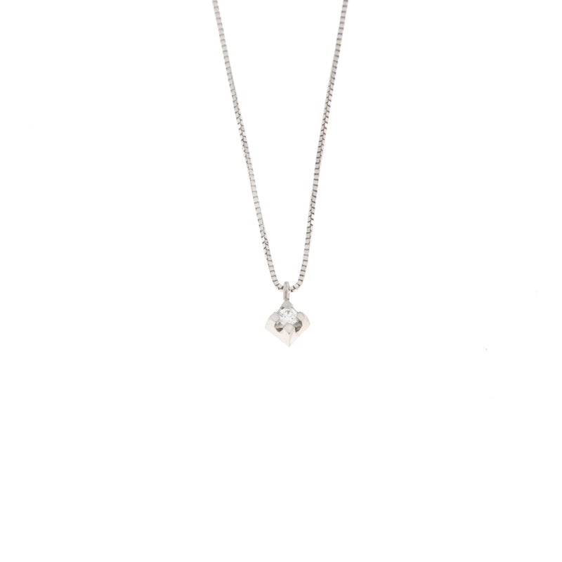 Girocollo Cambria Punto Luce Piramidale Oro Bianco Diamante