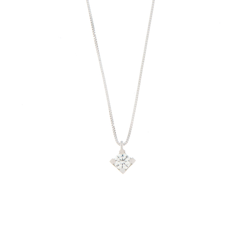 Girocollo Cambria Punto Luce Tornito Oro Bianco Diamante Ct 0,40