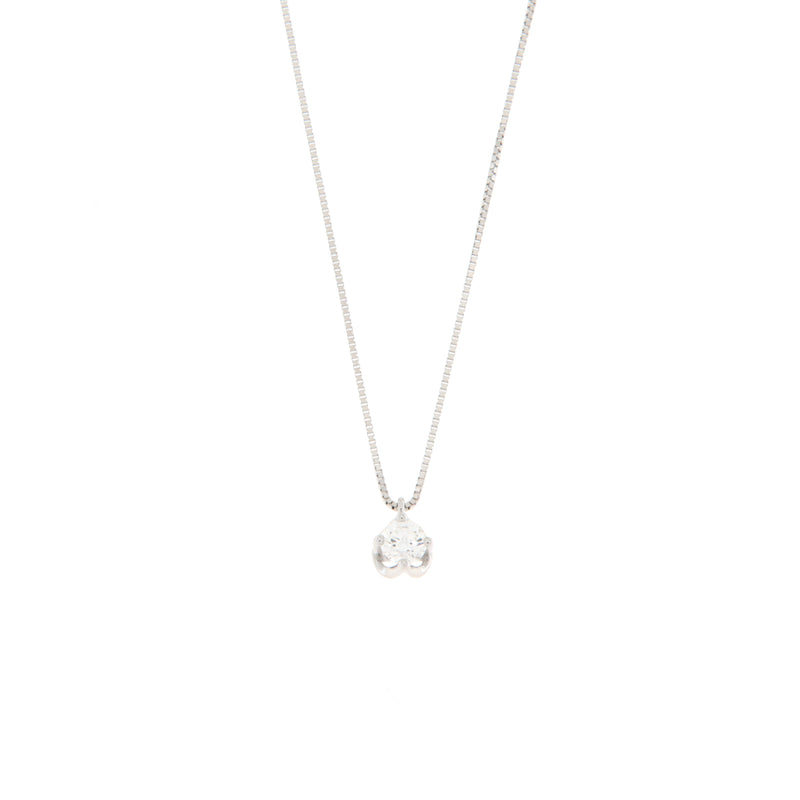 Girocollo Cambria Punto Luce Tulipano Oro Bianco Diamante Ct 0,30