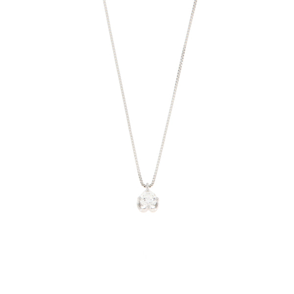 Girocollo Cambria Punto Luce Tulipano Oro Bianco Diamante Ct 0,31