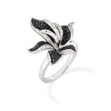 Anello Orchidea Zirconi Bianchi e Neri