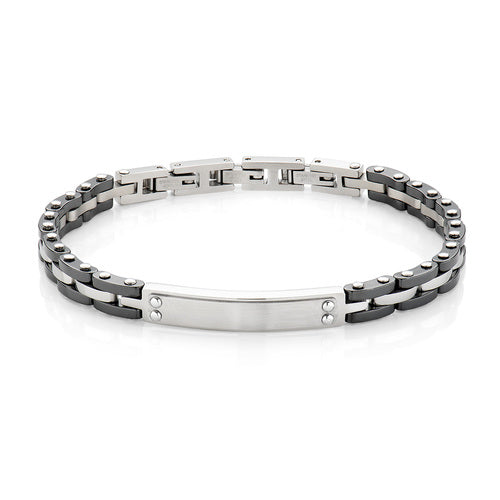 Bracciale Amen in Acciaio e Ceramica Nera Uomo