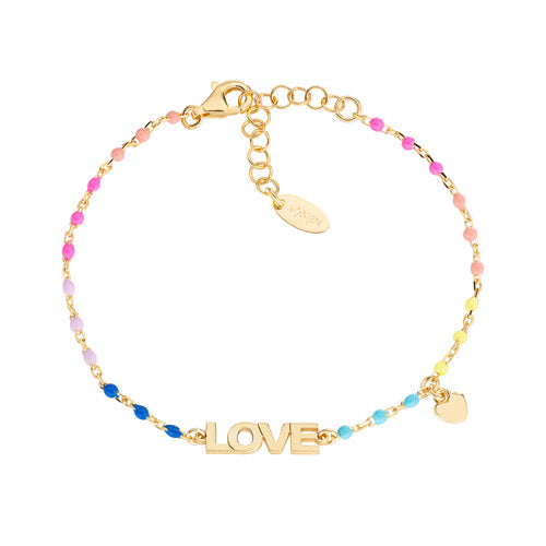 Bracciale "Love" in Argento Dorato con Smalto