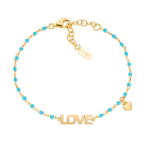 Bracciale "Love" in Argento Dorato con Smalto