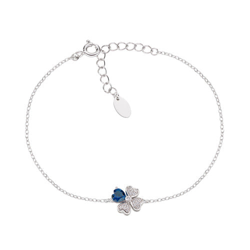 Bracciale "Quadricuore" in Argento con Zirconi Blu