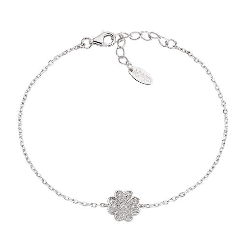 Bracciale "Quadrifoglio" in Argento con Zirconi