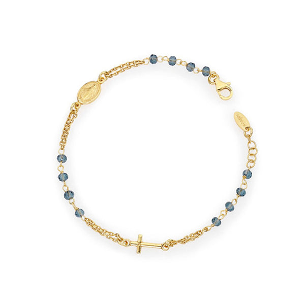 Amen Bracciale Rosari Croce Dorato Cristalli (4640543637585)