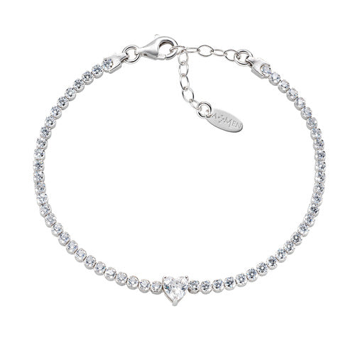 Bracciale Tennis Rodio Zircone Cuore