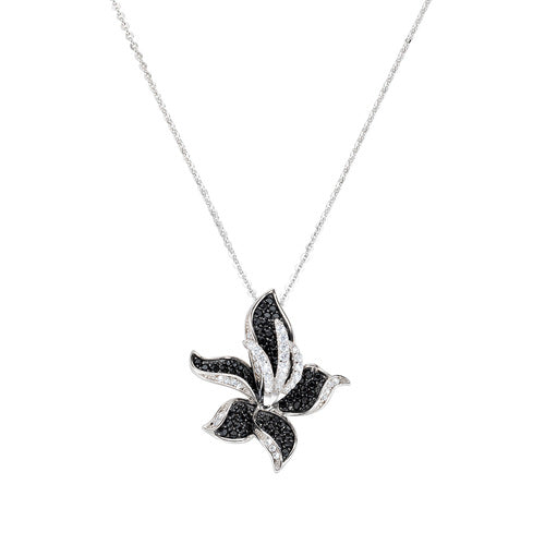 Collana Orchidea Zirconi Bianchi e Neri