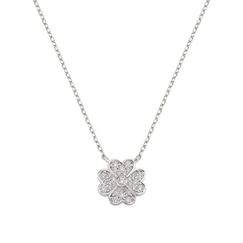 Collana "Quadrifoglio" in Argento con Zirconi