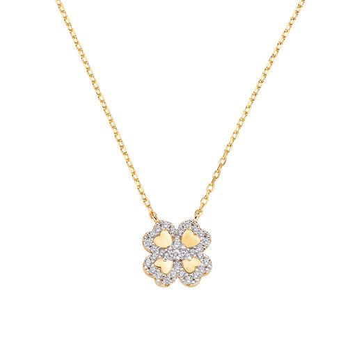 Collana "Quadrifoglio" in Argento Dorato con Zirconi