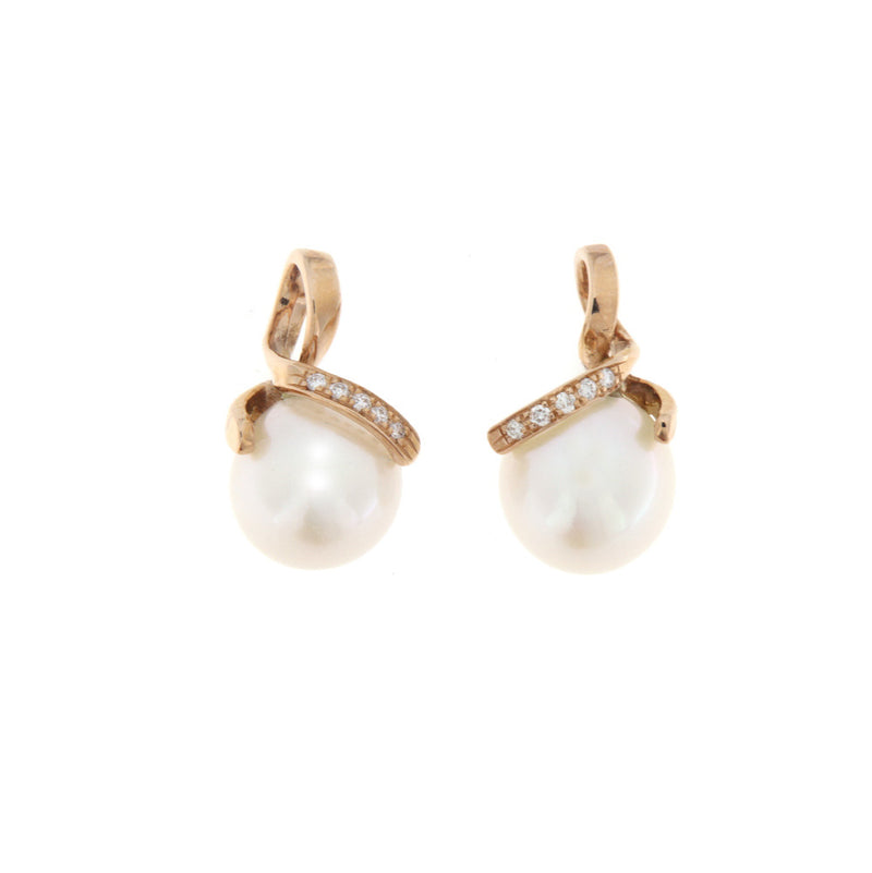 Orecchini Cambria Perle Oro Bianco Diamanti Ct 0,11 Perla mm 12