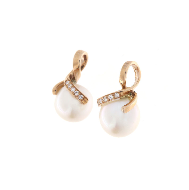 Orecchini Cambria Perle Oro Bianco Diamanti Ct 0,11 Perla mm 12
