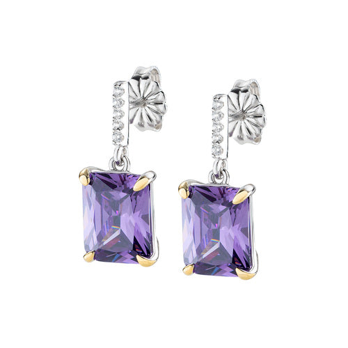 Orecchini Cocktail Zirconi Viola e Bianchi