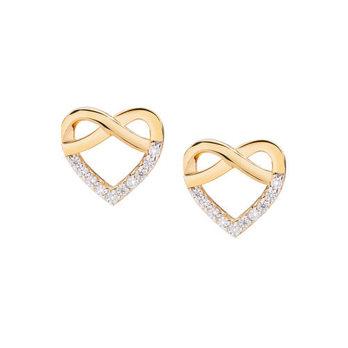 Orecchini "Cuore" in Argento Dorato con Zirconi