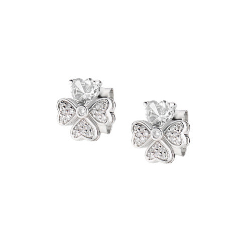 Orecchini "Quadricuore" in Argento con Zirconi