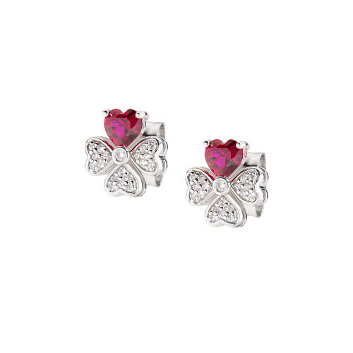 Orecchini "Quadricuore" in Argento con Zirconi