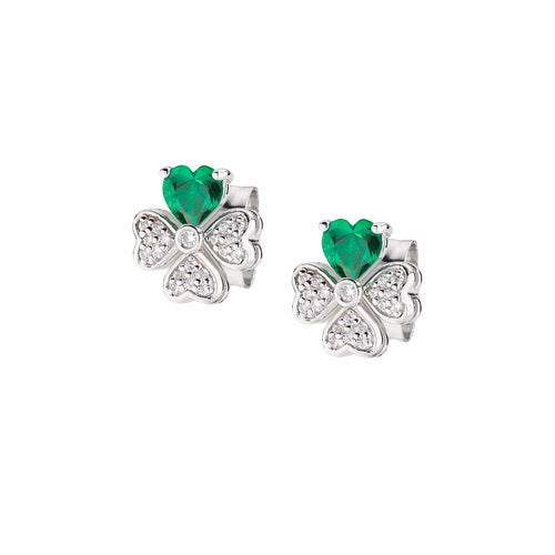 Orecchini "Quadricuore" in Argento con Zirconi