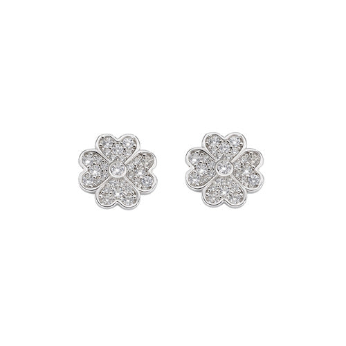 Orecchini "Quadrifoglio" in Argento con Zirconi