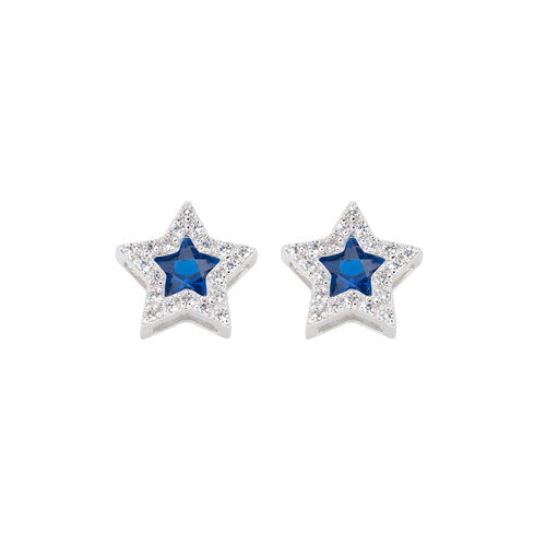 Orecchini Stella Zirconi Bianchi e Blu
