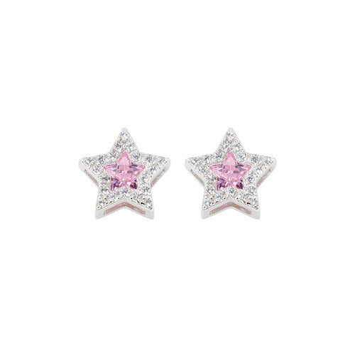 Orecchini Stella Zirconi Bianchi e Rosa