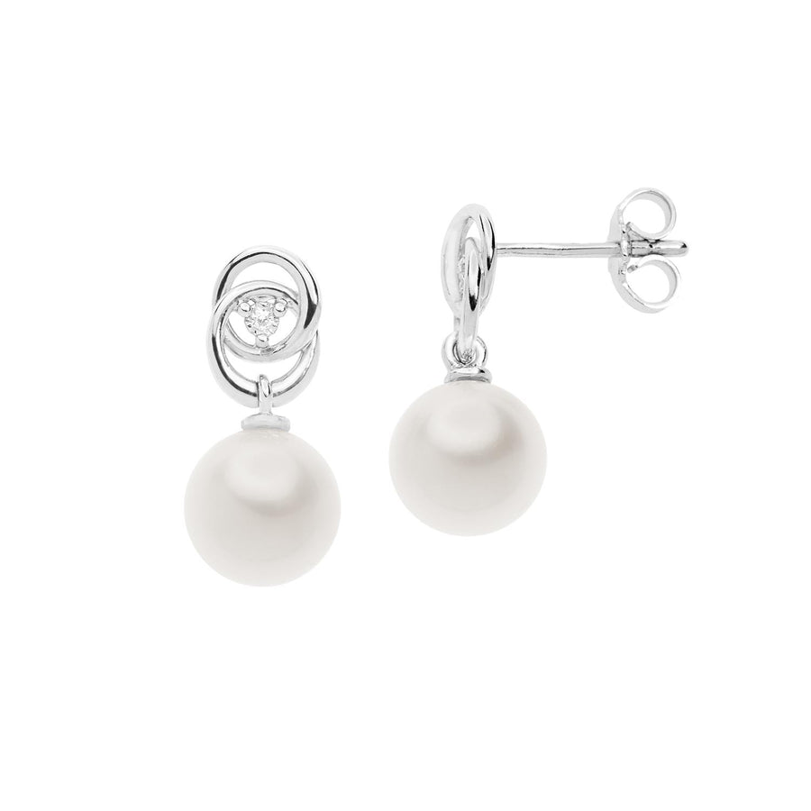 Comete Gioielli Orecchini Perle D'amore Perle MM 7.5/8 Diamante Ct. 0,01